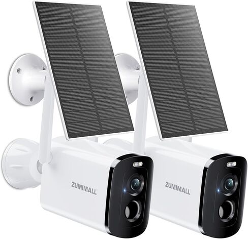 ZUMIMALL 2K Solar Security Cameras Wireless Outdoor | No Wiring, Color Night Vision, 2.4GHz WiFi, 2-Way Talk, Spotlight & Siren, IP66/Alexa/Cloud, Front Door, Yard & Garage in Saudi Arabia