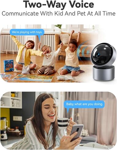 كاميرا أمان داخلية - إشعار وصفي منظمة العفو الدولية ، 2.4G و 5GWIFI 2K كاميرا أمان ذكية | سحابة الولايات المتحدة | 911 Dispatch Emergency | الإعداد البسيط لمدة 5 دقائق ، صوتي ثنائي الاتجاه ، اكتشاف الذكاء الذكاء الذكاء in Kuwait
