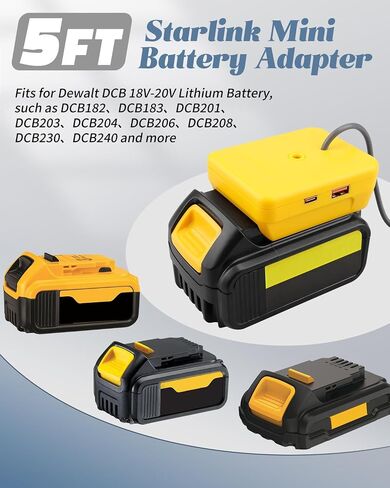 محول بطارية Mini Mini لـ Starlink-ملائم لـ Dewalt 18V-20V Lithium Ion Series Protable Kit Pack Pack و Control DC Switch Switch و Multi-Port Supply in Kuwait