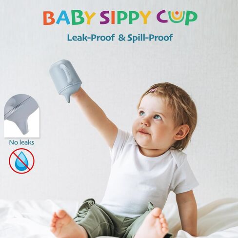 Leeleelon® Silicone Sippy Cup for Baby, 100% Leak-Proof Sippy Cups for Toddler with Handles, Soft Spout Sippy Cup for Infants, 6+ Months, 6oz/180ml, Platinum Silicone (Pink) in Saudi Arabia
