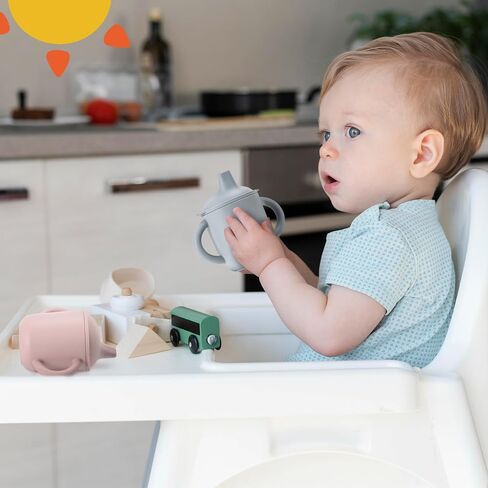 Leeleelon® Silicone Sippy Cup for Baby, 100% Leak-Proof Sippy Cups for Toddler with Handles, Soft Spout Sippy Cup for Infants, 6+ Months, 6oz/180ml, Platinum Silicone (Pink) in Saudi Arabia
