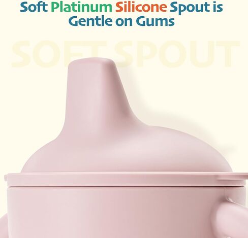 Leeleelon® Silicone Sippy Cup for Baby, 100% Leak-Proof Sippy Cups for Toddler with Handles, Soft Spout Sippy Cup for Infants, 6+ Months, 6oz/180ml, Platinum Silicone (Pink) in Saudi Arabia