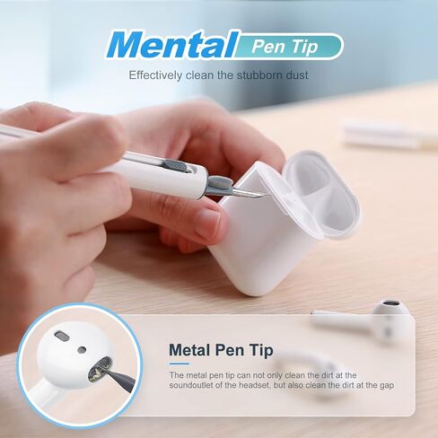 Cleaner Kit for AirPods, 3-in-1 Multifunctional Bluetooth Earbuds Cleaning Pen for AirPods Pro with Sponge, Brush, Metal Tip in Saudi Arabia