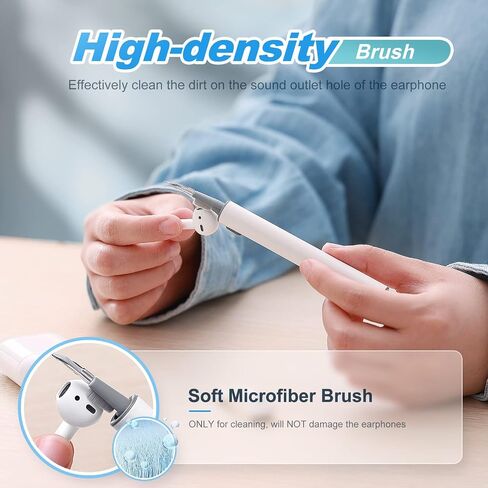 Cleaner Kit for AirPods, 3-in-1 Multifunctional Bluetooth Earbuds Cleaning Pen for AirPods Pro with Sponge, Brush, Metal Tip in Saudi Arabia