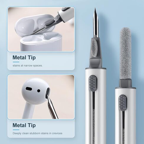 Cleaner Kit for AirPods, 3-in-1 Multifunctional Bluetooth Earbuds Cleaning Pen for AirPods Pro with Sponge, Brush, Metal Tip in Saudi Arabia