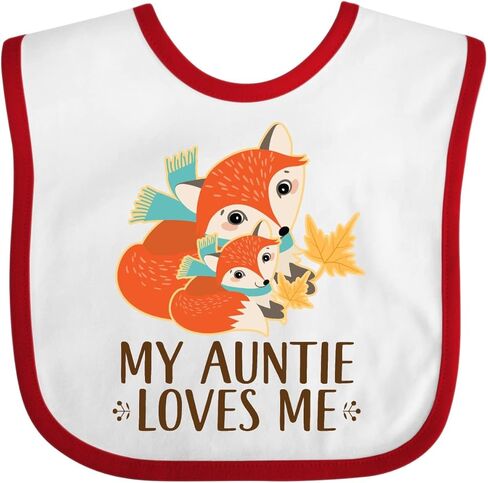 inktastic Auntie Loves Me Woodland Fox Baby Bib in Kuwait