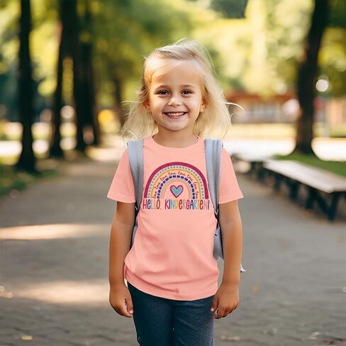 CM C & M Wodro Hello قميص روضة الأطفال للبنات Baby Rainbow Heart اليوم الأول من المدرسة T-Shirt Back to School Gift Outfit in Saudi Arabia