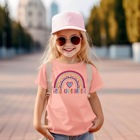 CM C & M Wodro Hello قميص روضة الأطفال للبنات Baby Rainbow Heart اليوم الأول من المدرسة T-Shirt Back to School Gift Outfit in Saudi Arabia