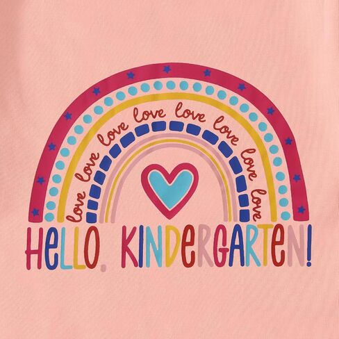 CM C & M Wodro Hello قميص روضة الأطفال للبنات Baby Rainbow Heart اليوم الأول من المدرسة T-Shirt Back to School Gift Outfit in Saudi Arabia