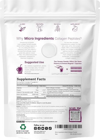 Multi Collagen Peptides Powder, 16 Oz - Hydrolyzed Protein Peptides | Type I,II,III,V,X with Hyaluronic Acid, Biotin 10,000mcg & Vitamin C - Unflavored - Keto & Paleo Friendly, Ez Mix in Drinks in Kuwait