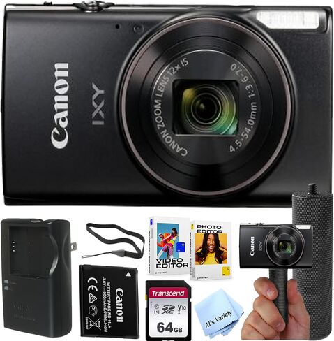 Canon PowerShot Ixy 650 (ELPH 360) HS Digital Camera + 64GB الذاكرة + POCKENT SOMPORMENT SOPPORMENT + More (حزمة القيمة) (متجددة) in Saudi Arabia