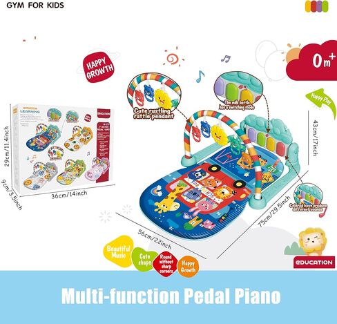 تلعب صالات رياضية الأطفال الحصير ، وعبّر Piano Gym Mat ، حصيرة النشاط لوقت البطن مع 5 حسية للتعلم الرضع والموسيقى والأضواء حديثي الولادة والأطفال الصغار (الأخضر) in Kuwait
