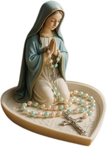 Virgin Mary Rosary Holder，Elegant Our Lady Prayer Rosary Box Religious Gift Catholic Gift Suitable For Bedroom Living Room Office Desktop Decoration Also Suitable For Personal Devotional (A) in Saudi Arabia