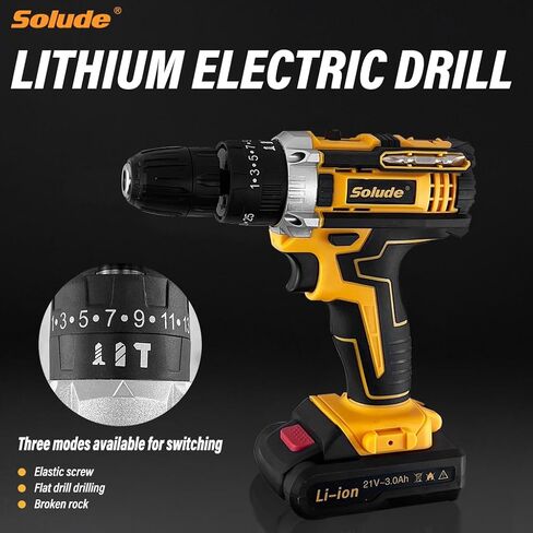 SOLUDE Tool Set with Drill,21V Cordless Power Drill Tool Box with 2 Battery,Electric Drill Driver with Basic Hand Tools for Home Repair and DIY Projects in Saudi Arabia