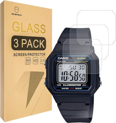 Mr.Shield Screen Protector متوافق مع سلسلة CASIO W-217H / W217H [الزجاج المقسى] [3 عبوات] [زجاج اليابان مع صلابة 9H] in Kuwait