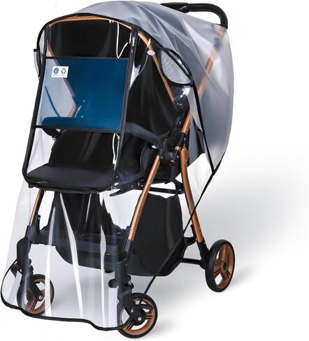 Bemece Universal Stroller Rain Cover - حماية الطقس المقاومة للرياح مقاومة للماء درع وميداني من الغبار والثلوج مع شبكة تهوية تنفس واضحة واضحة إكسسوارات السفر الطفل in Kuwait