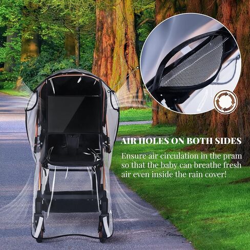 Bemece Universal Stroller Rain Cover - حماية الطقس المقاومة للرياح مقاومة للماء درع وميداني من الغبار والثلوج مع شبكة تهوية تنفس واضحة واضحة إكسسوارات السفر الطفل in Kuwait