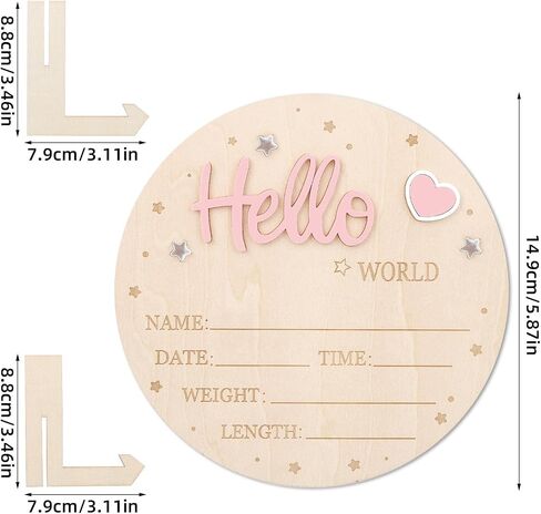 علامة إعلان الطفل ، Wooden Hello World Newborn Signs لطيف ترحيب لوحة اسم الطفل للبنين مستشفى مستشفى الحضانة ديكور ، صورة الدعائم in Saudi Arabia