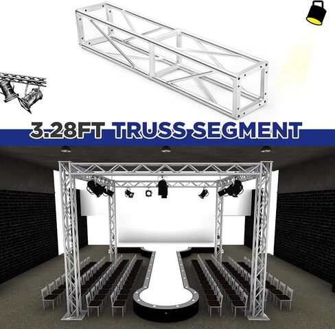 Tandefio 2 Meter 6.56 ft Square 8" x 8" Box Truss Silver Trussing Aluminum Lighting Stage Truss with Hardware, 500 Pounds Load Capacity in Saudi Arabia