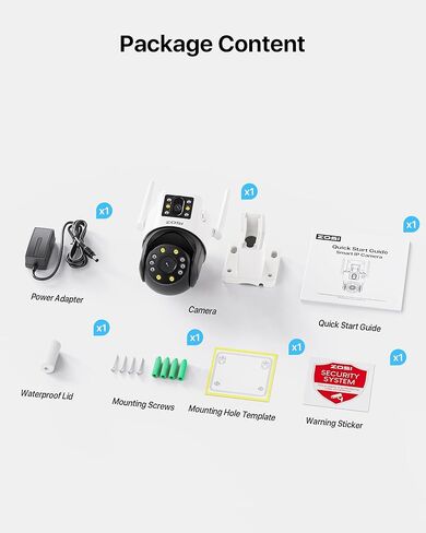 Zosi C298 4MP مزدوج العدسة (2MP+2MP) WIFI WIFI PT كاميرا أمان أمنية في الهواء الطلق ، 360 عرض الكاميرا/الإمالة ، الكشف عن الإنسان/المركبات ، الرؤية الليلية الملونة ، صفارة الإنذار الأضواء ، الحديث في اتجاهين ، تخزين بطاقة الذاكرة in Kuwait