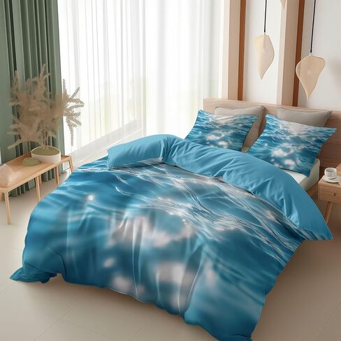 2pcs غطاء حاف أزرق مجموعة ليدلر ، وغطاء لحاف ميكروفيه واحد ووسادة واحدة ، وأزرق تحت الماء ، الفراش العالمي للأطفال الفتيات والمراهقين ، وروابط الزاوية والشرطة in Saudi Arabia