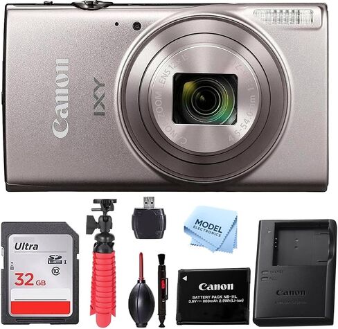 PowerShot IXY 650 (ELPH 360 HS) Digital Camera (Silver) – 20.2MP Wi-Fi Enabled – Includes 32GB Memory Card, Flex Tripod & Full Accessory Bundle (Renewed) in Saudi Arabia