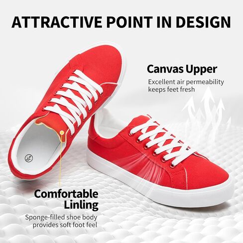 Rominz Women's White Canvas Sneakers Black Casual Non Slip Shoes Lightweight Comfortable Walking Shoes for Women in Saudi Arabia