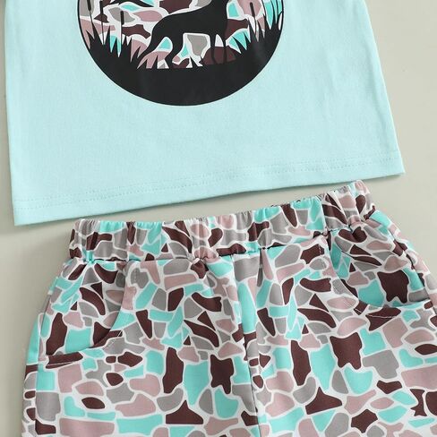 MERSARIPHY Toddler Boy Summer Clothes Duck Dinosaur Animal Embroidery Short Sleeve T Shirt Plaid Shorts Set Casual Outfits in Saudi Arabia