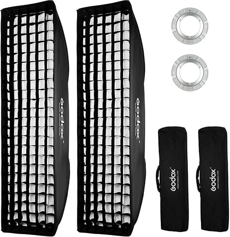 Godox Softbox Bowens Mount 2PCS 35x160cm 14"x63", Strip Honeycomb Grid Softbox, Detachable Strip Soft Box, for Portrait Photgraphy Photo Studio Strobe Flash Monolight Continuous Lighting in Saudi Arabia