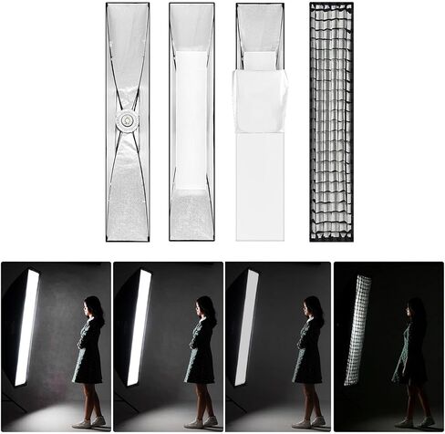 Godox Softbox Bowens Mount 2PCS 35x160cm 14"x63", Strip Honeycomb Grid Softbox, Detachable Strip Soft Box, for Portrait Photgraphy Photo Studio Strobe Flash Monolight Continuous Lighting in Saudi Arabia