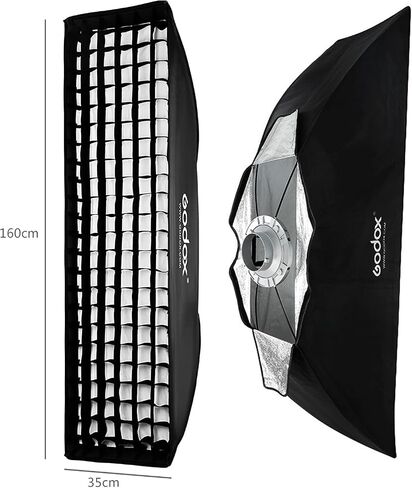 Godox Softbox Bowens Mount 2PCS 35x160cm 14"x63", Strip Honeycomb Grid Softbox, Detachable Strip Soft Box, for Portrait Photgraphy Photo Studio Strobe Flash Monolight Continuous Lighting in Saudi Arabia
