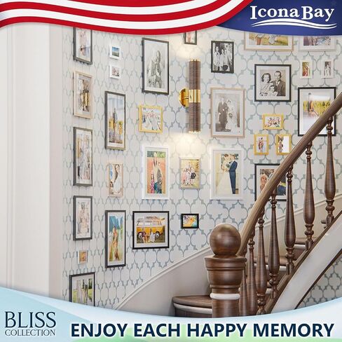 إطار صورة أسود Icona Bay مقاس 5x7، إطار مركب خشبي على الطراز الحديث، سطح الطاولة أو التثبيت على الحائط، مجموعة Bliss in Kuwait