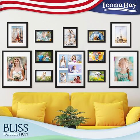 إطار صورة أسود Icona Bay مقاس 5x7، إطار مركب خشبي على الطراز الحديث، سطح الطاولة أو التثبيت على الحائط، مجموعة Bliss in Kuwait