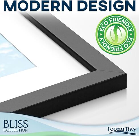 إطار صورة أسود Icona Bay مقاس 5x7، إطار مركب خشبي على الطراز الحديث، سطح الطاولة أو التثبيت على الحائط، مجموعة Bliss in Kuwait