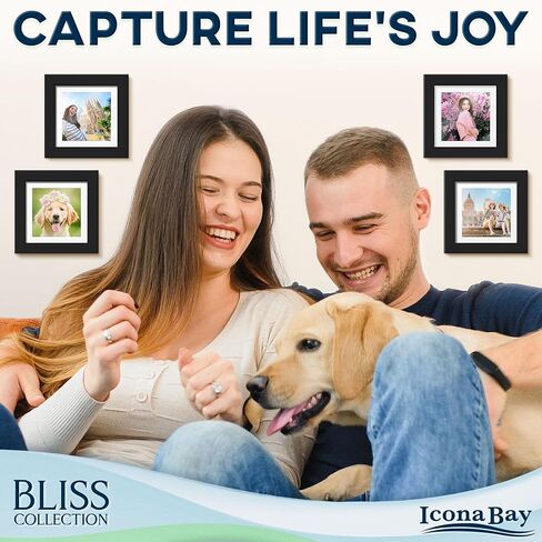 إطار صورة أسود Icona Bay مقاس 5x7، إطار مركب خشبي على الطراز الحديث، سطح الطاولة أو التثبيت على الحائط، مجموعة Bliss in Kuwait