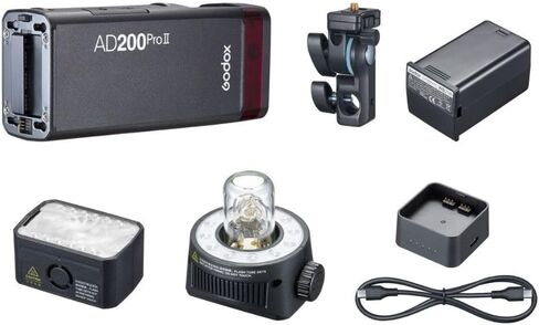 Godox Ad200 Pro II TTL Pocket Flash Kit مع H200J II و H200 II رؤوس فلاش ، عرض شاشة ملونة ومصباح نمذجة LED in Saudi Arabia
