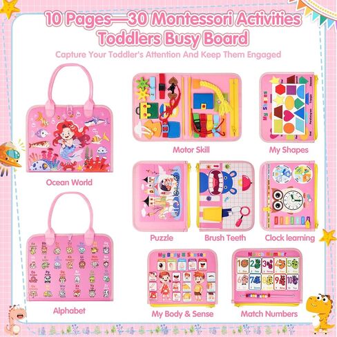 Montessori Baure Board Boy ، Toddler Toys for 1 2 3+ year boy ، Toddler Bud Parenge Book Educational Learning Activity Towes for Road Airplane Travel for Kids with Autism in Saudi Arabia