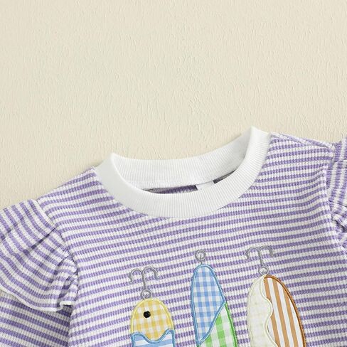 طفل طفلة طفلة سقوط ملابس السمكة تطريز طويل الأكمام مخططة أعلى والسراويل وضع 2pcs مجموعة الصيد in Saudi Arabia