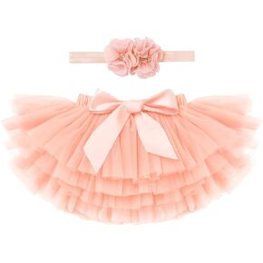 Newborn Baby Girl Tulle Tutu Skirt Diaper Cover Photoshoot Birthday Party Outfits with Headband in Saudi Arabia