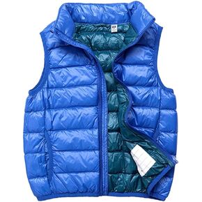 Boys Girls Lightweight Down Vest, Winter Warm Zip Up Sleeveless Vest, Water-Resistant Packable Puffer Jacket