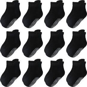 Non Slip Grip Ankle Baby Socks 12 Pack for Toddler Boys and Girls Kids Infant Baby Cute Cotton Socks