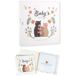 Baby Memory Book keepsake for Boy Girl - 108 Pages First 5 Years Baby Album Journal Calendar, Personalized Milestone Book to Record Every Event from Pregnancy to Age 5. (bear)