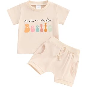 Kupretty Toddler Baby Girl Clothes Summer Outfit Short Sleeve T-shirt Tee Tops + Shorts Infant Clothing Set