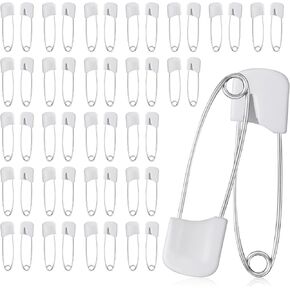 50 Pcs Baby Safety Pins 1.6 Inch Baby Diaper Pins Plastic Safety Pin Diaper Pins for Cloth Diapers Stainless Steel Diaper Pins No Rust with Locking Closures for Baby Cloth Diaper Nappy