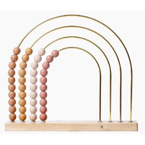Boho Rainbow Abacus - STEM Toy- Boho Nursery Decor and Playroom Decor- Math Toddler Toy with Beads- Montessori Toys - Aesthetic Modern Educational Wooden Toys