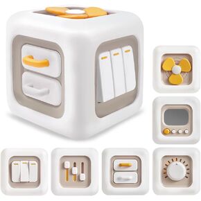 Pushy Montessori Toys for 1 Year Old Boy, 6 in 1 Busy Activity Cube Toys for Toddlers 1-3 Learning Fine Motor Skills, Travel Toy for 12-18 Months Baby, one Year Old Girl Birthday Gifts