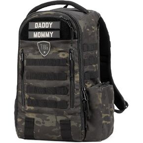 TBG - Mens Tactical Diaper Bag Backpack w/Built-in Changing Mat, Stroller Strap (Multicam Black 4th Gen)