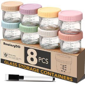 40 Pack Glass Baby Food Storage Containers, 4 oz Leakproof Baby Food Jars with Lids, Small Glass Food Containers for Infant Baby Food, Freezer & Microwave Safe, BPA Free