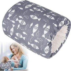 1Pc Baby Nursing Arm Breastfeeding Pillow Soft Cotton Bottle Feeding Pillows for Newborn(Grey Leaflet)
