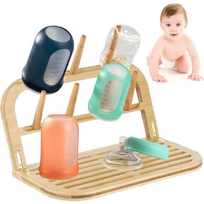 Bamboo Baby Bottle Drying Rack, Solid Wood Multi-Layer Storage Shelf, Baby Bottle and Pacifier Organizer, Cup Draining Rack, Household Wine Glass and Water Cup Organizer